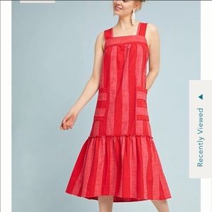 Anthropologie striped fluted hem midi dress BNWT